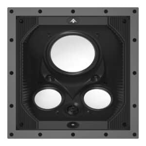 Caixa de embutir Absolute SIG L8, frontal, sem grelha, com três drivers e tweeter central
