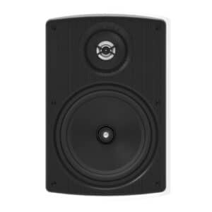 Caixa externa Absolute AQ5, frontal, gabinete preto com tweeter de alumínio