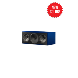 Caixa LCR Founder 70LCR da Paradigm em acabamento azul brilhante, na horizontal, com selo NEW COLOR na imagem.