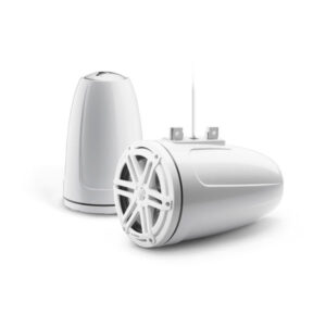 Par de caixas de arco JL Audio M3-770ETXv3 em corpo branco com grelha esportiva branca