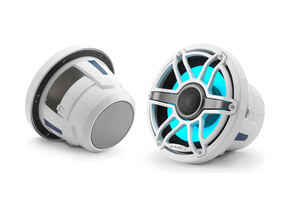 Par de alto-falantes náuticos JL Audio M6 com grade esportiva e iluminação LED
