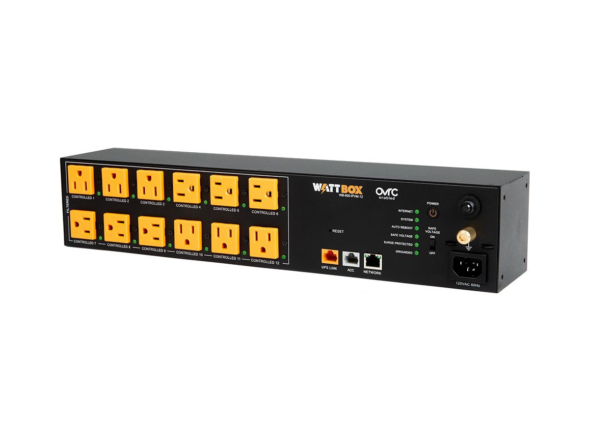 Condicionador de energia IP WattBox WB-800-IPVM-12 de rack com doze tomadas controladas