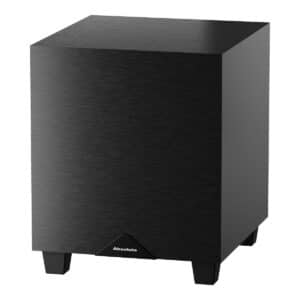 Subwoofer ativo Absolute Terra SW-T8, em perspectiva, acabamento Brushed Graphite